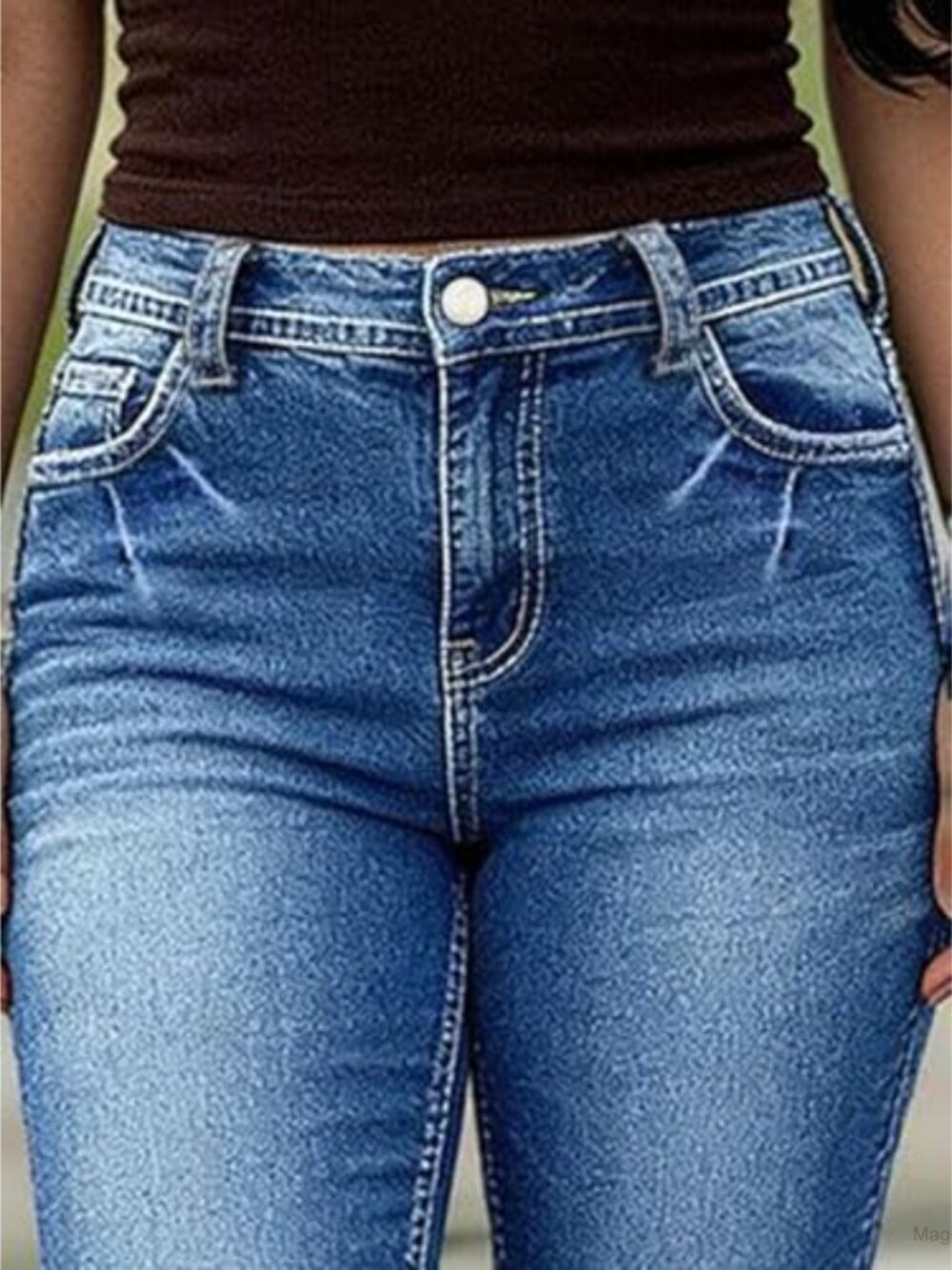 High Rise Capri Skinny Embroidered Jeans - Picture 4 of 5